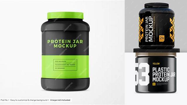 4078+ Glossy Plastic Protein Jar PSD Mockup Front View Download Now Free PSD Template