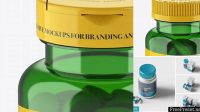 4081+ Green Pill Bottle PSD Mockup High-Angle Shot Exclusive Layered PSD Mockup