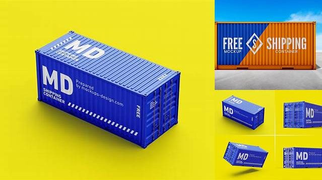 4084+ 40F Shipping Container PSD Mockup Side View Smart Object Free Photoshop File