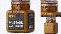 4085+ Glass Jar with Mustard PSD Mockup Halfside View Unique Free Photoshop Files