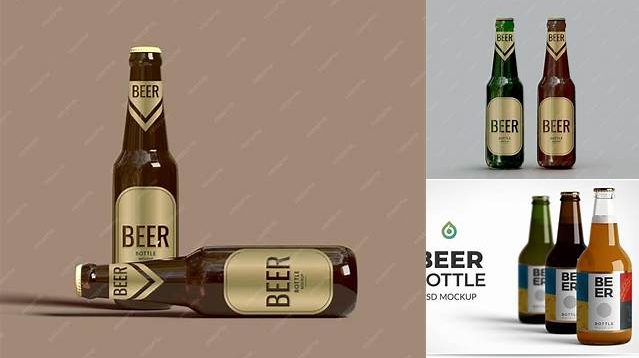 4086+ 500ml Amber Beer Bottle PSD Mockup Premium Quality PSD Freebie