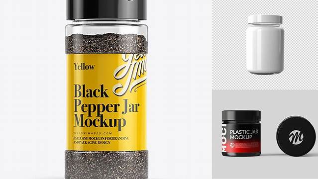 4092+ Plastic Jar with Black Pepper PSD Mockup PSD for Creative Projects