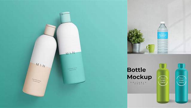 4094+ Blue PET Cosmetic Bottle PSD Mockup Smart Editable Design Mockup