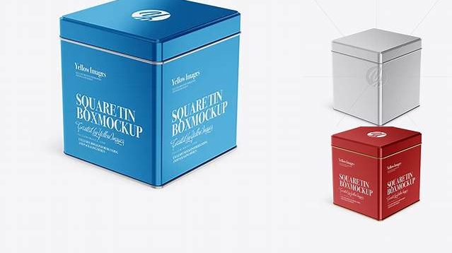 4095+ Metllic Square Tin Box PSD Mockup High-Angle Shot Free Mockup Templates