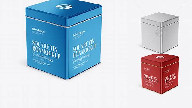 4095+ Metllic Square Tin Box PSD Mockup High-Angle Shot Free Mockup Templates