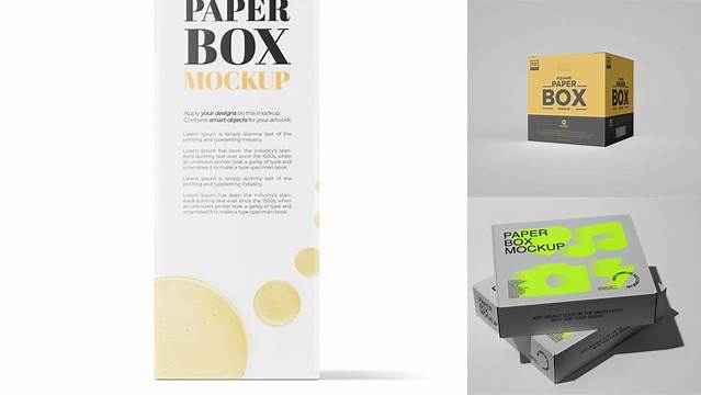 410+ Paper Box PSD Mockup Front View High-Angle Shot Professional Design PSD