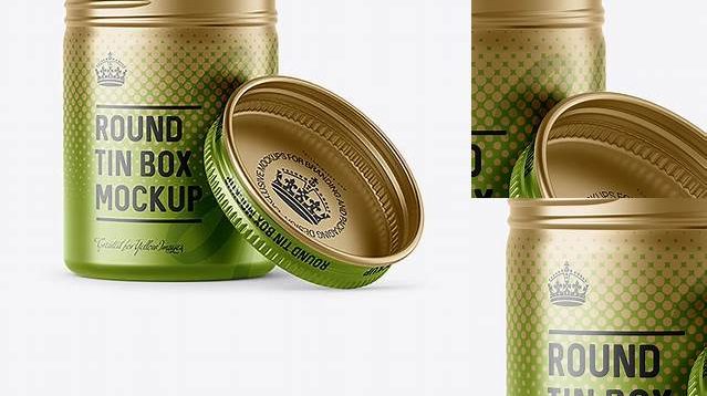 4105+ 100ml Open Matte Metal Round Tin Box PSD Mockup Front View Download Premium PSD Resource