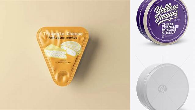 4106+ 24 Cheese Triangles Package PSD Mockup Half Side View Creative Layered Mockup Freebie