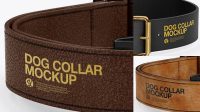 4107+ Leather Dog Collar PSD Mockup Front View High-Angle Shot Exclusive Editable PSD File