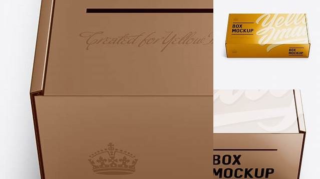 4107+ Metallic Carton Box PSD Mockup Front View high-angle shot Free PSD for Creatives