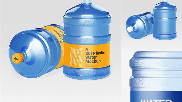 411+ 20l Plastic Water Bottle PSD Mockup Side View High-Quality Design Free PSD