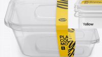 411+ Clear Plastic Container PSD Mockup Front View High Angle Shot Advanced Editable PSD