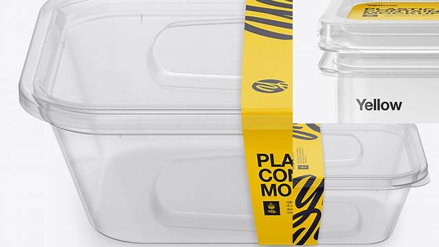 411+ Clear Plastic Container PSD Mockup Front View High Angle Shot Advanced Editable PSD