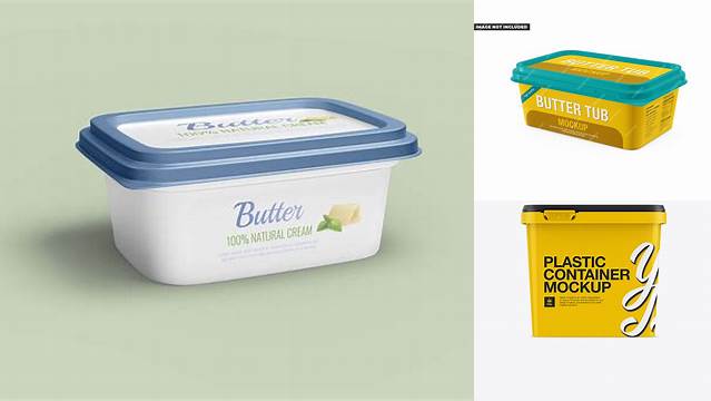 4112+ Glossy Butter Tub PSD Mockup Front Elegant and Versatile PSD Resource