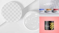 4112+ Opened Matte Plastic Cosmetic Jar PSD Mockup Front View High Angle Shot Custom Mockup Graphic Design