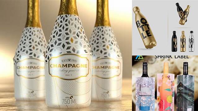 4117+ Champagne Bottle with White Wine In Shrink Sleeve Custom Graphic Mockup File