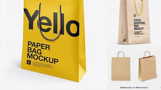 4118+ Rope Handle Paper Bag PSD Mockup Half Side View Downloadable PSD Design Template