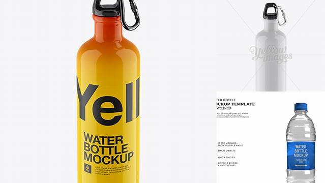 4119+ Glossy Water Bottle PSD Mockup Halfside View Professional Quality Freebie PSD File