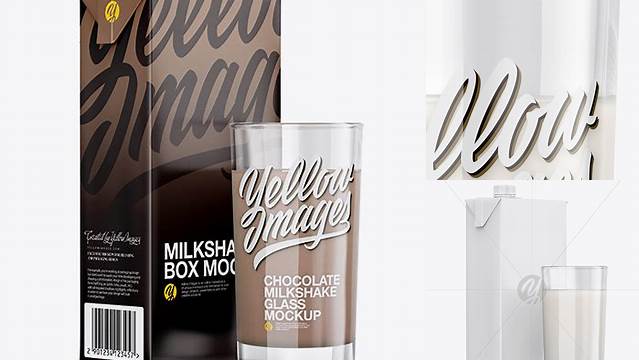 4120+ 1L Milk Carton Pack With Glass PSD Mockup Halfside View Fully Layered Photoshop Freebie