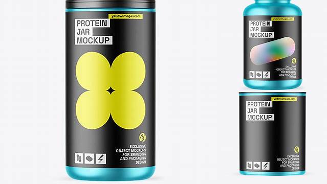 4125+ Matte Metallic Protein Jar PSD Mockup Versatile PSD Mockup File