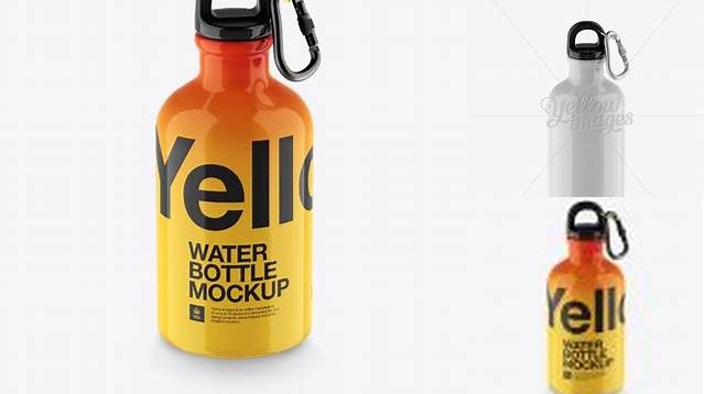 4128+ 330ml Glossy Sport Bottle With Carabiner PSD Mockup High-Angle Shot Layered PSD File Free Download