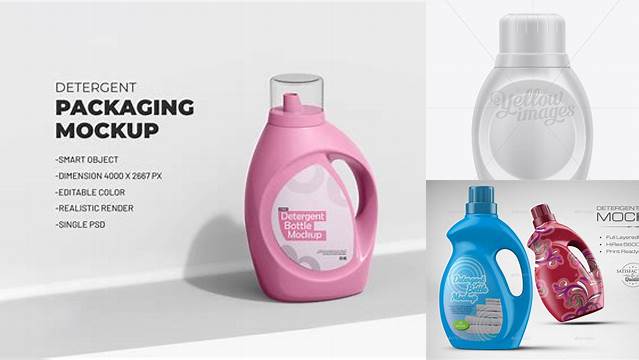 4129+ 739ml Laundry Detergent Bottle PSD Mockup Free Mockup PSD Template