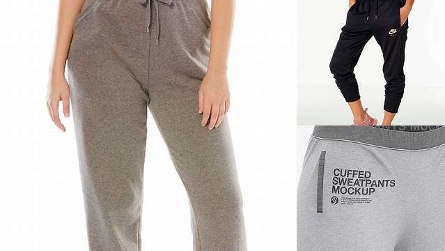 4134+ Women's Heather Cuffed Joggers Front Half Side View Versatile PSD Mockup File