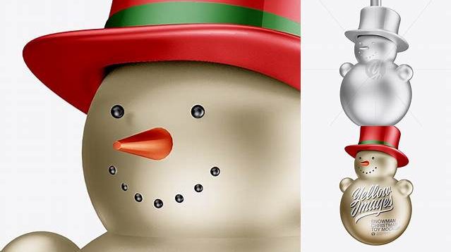 4135+ Metallic Christmas Snowman Toy PSD Mockup Half Side View Advanced Photoshop Template