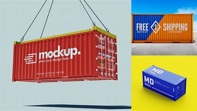 4136+ 20F Shipping Container PSD Mockup Front View Free Design Resource