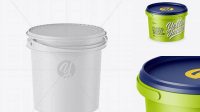 4136+ Matte Plastic Bucket PSD Mockup Half Side View High-Angle Shot Smart Object-Based PSD Template Free