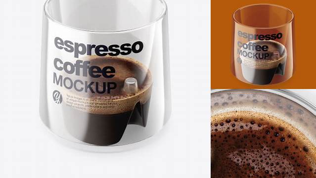 4137+ Espresso Doppio Coffee Cup with Cinnamon PSD Mockup High-Angle Shot & Top View Unique High-Resolution PSD