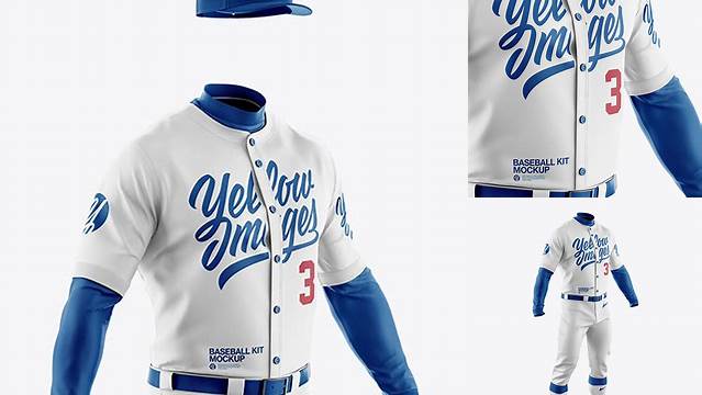 4138+ Men’s Full Baseball Kit PSD Mockup Half Side View Creative High-Resolution PSD Freebie