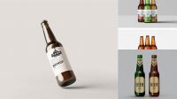 4142+ Amber Beer Bottle PSD Mockup Front View Elegant and Stylish Mockup