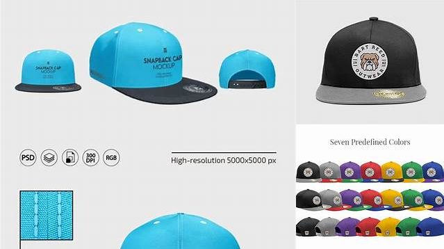 4148+ Snapback Cap PSD Mockup Half Side View Easy-to-Edit PSD