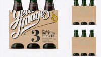 415+ Kraft Paper 3 Pack Dark Green Bottle Carrier PSD Mockup Premium Quality PSD Freebie