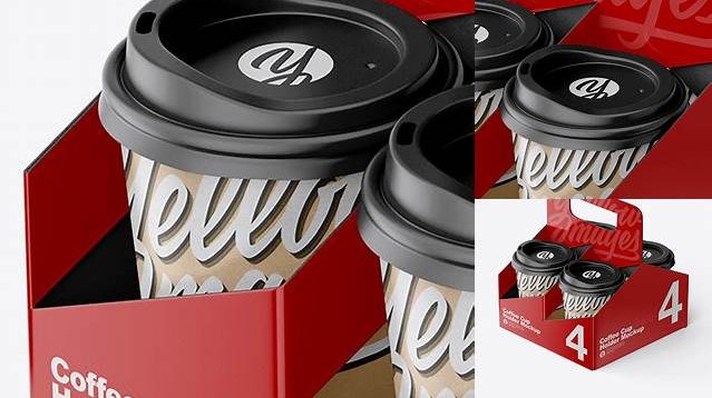 416+ Matte Coffee Cup Holder with Kraft Cups PSD Mockup Editable Graphic Design Files