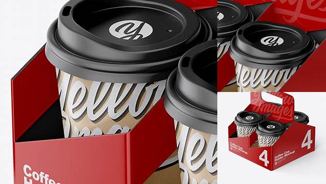 416+ Matte Coffee Cup Holder with Kraft Cups PSD Mockup Editable Graphic Design Files