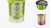 416+ Metallic Noodle Cup With Foil Lid PSD Mockup High-Angle Shot Fully Layered PSD Freebie