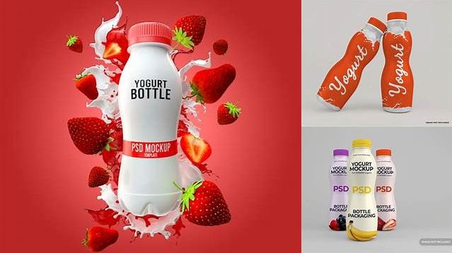 4160+ Strawberry Yogurt Bottle PSD Mockup Download Premium PSD Resource