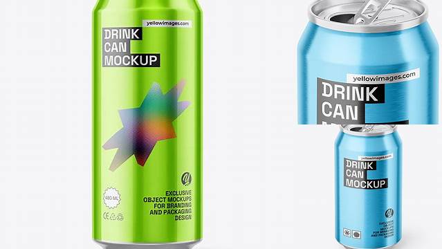 4162+ 500ml Metallic Aluminium Can PSD Mockup Premium Freebie for Designers