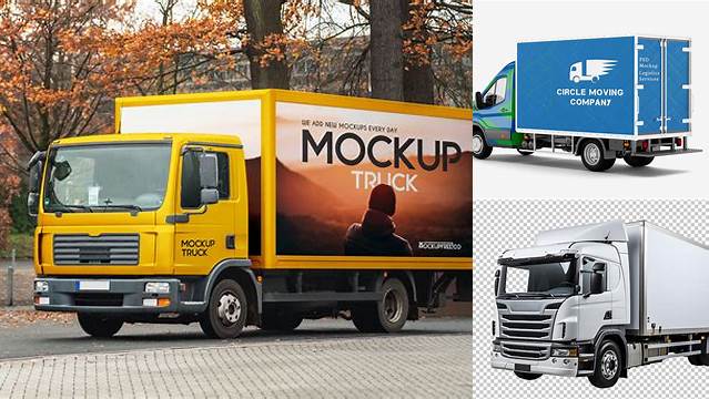 4164+ Box Truck PSD Mockup Front View Layered PSD File Free Download