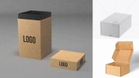 4169+ Glossy Kraft Box PSD Mockup Half Side View High-Angle Shot Free Mockup PSD Template