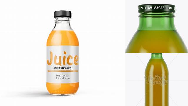 4172+ 750ml Green Glass Orange Drink Bottle PSD Mockup Editable Photoshop Free Mockup