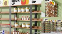 4178+ Supermarket Shelf Mockup Free PSD for Free