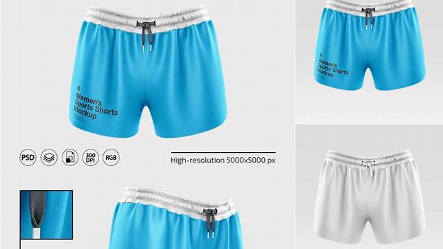 418+ Women's Heather Sport Shorts PSD Mockup Back View Professional PSD Mockup