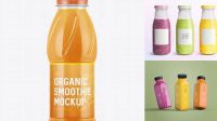 4182+ Plastic Bottle with Mango Smoothie PSD Mockup Easy Editable