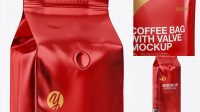 4183+ Glossy Coffee Bag With Valve PSD Mockup Half Side View Unique Free Photoshop Files