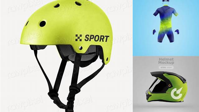 4184+ Cycling Helmet PSD Mockup Back View Premium Design Freebie