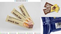 4185+ Glossy Snack Bar PSD Mockup Half Side Back View Fully Editable PSD Template