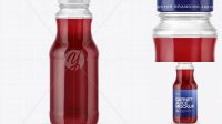 4187+ Clear Glass Bottle with Garnet Juice PSD Mockup Free Downloadable Graphic Resource